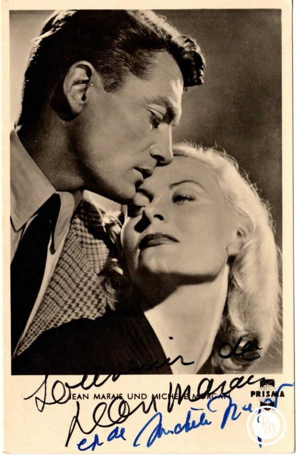 Autographe Jean Marais et Michèle Morgan 9x14