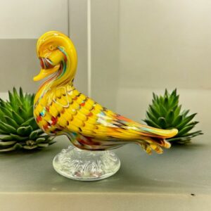 Ancien Canard multicolore - jaune - Presse papier - En verre soufflé de Murano (manque juste l'étiquette du restaurant de la Tour d'Argent) - Venise